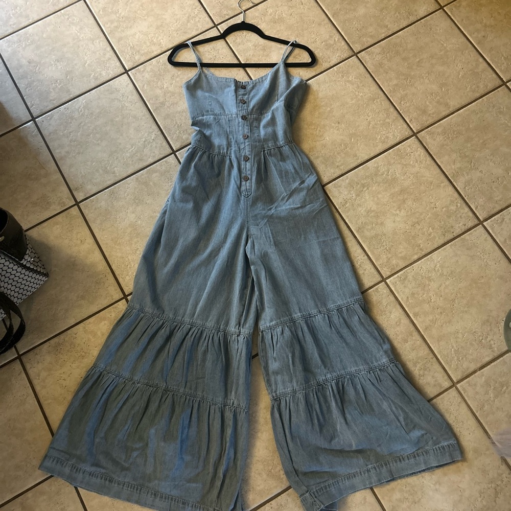 NWOT Stylish Denim Wide Leg Jumpsuit
